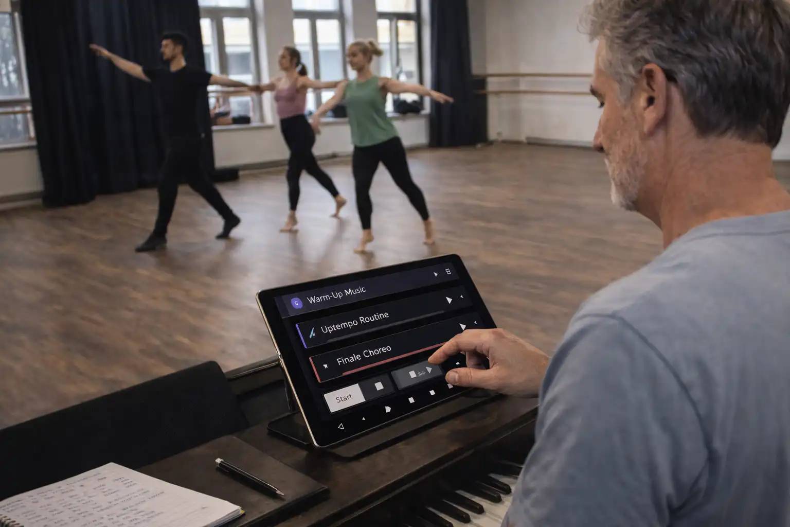 Régie musique lors d’un spectacle de danse avec lancement précis des pistes audio